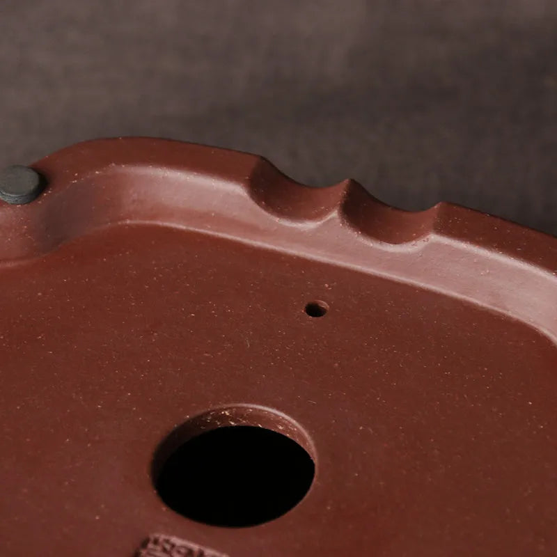 Handmade purple clay ceramic bonsai basin in classical Chinese style.