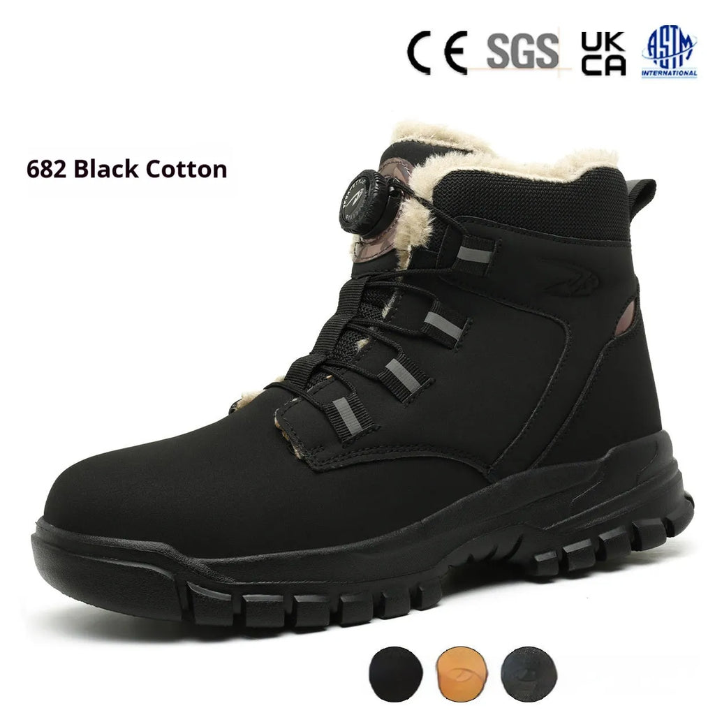 Lightweight labour protection safety shoes with leather upper and rubber sole in black colour