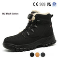 Lightweight labour protection safety shoes with leather upper and rubber sole in black colour