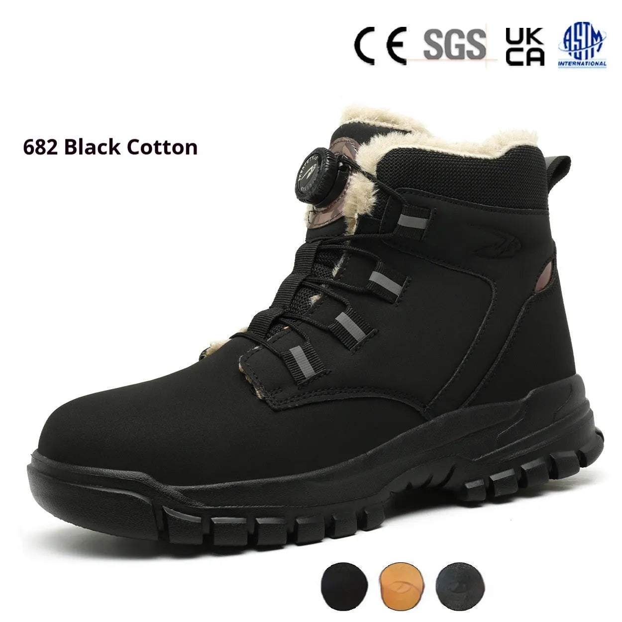 Lightweight labour protection safety shoes with leather upper and rubber sole in black colour