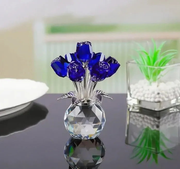 Crystal rose glass decoration in geometric Chinese style with colourful crystal appearance