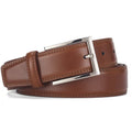 Men's leather belt with pin buckle in genuine cowhide leather showing colour variations
