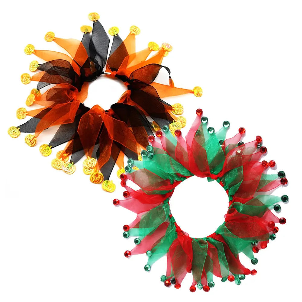Tie-dye pattern dog collar in Halloween and Christmas colour styles with cloth construction