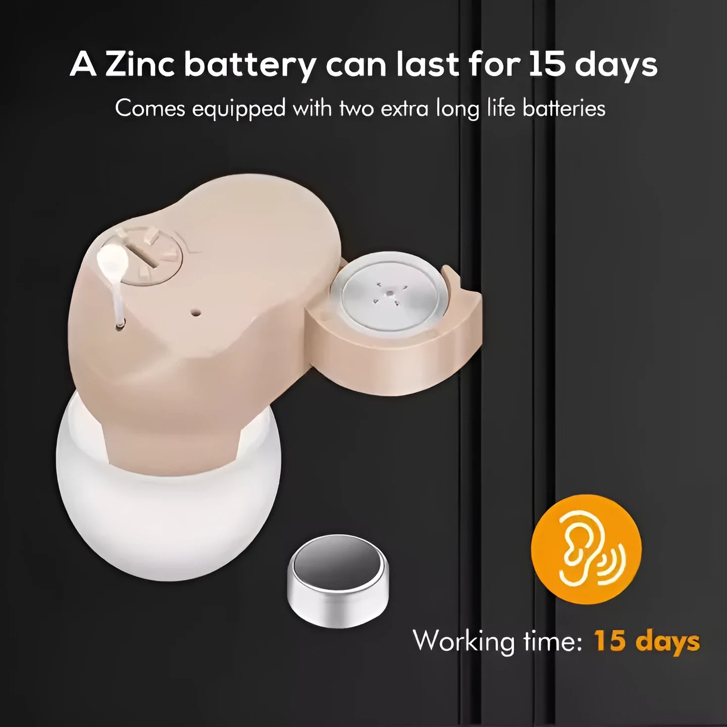 Rechargeable hearing aid with noise reduction in skin colour for single ear use elderly sound amplifier