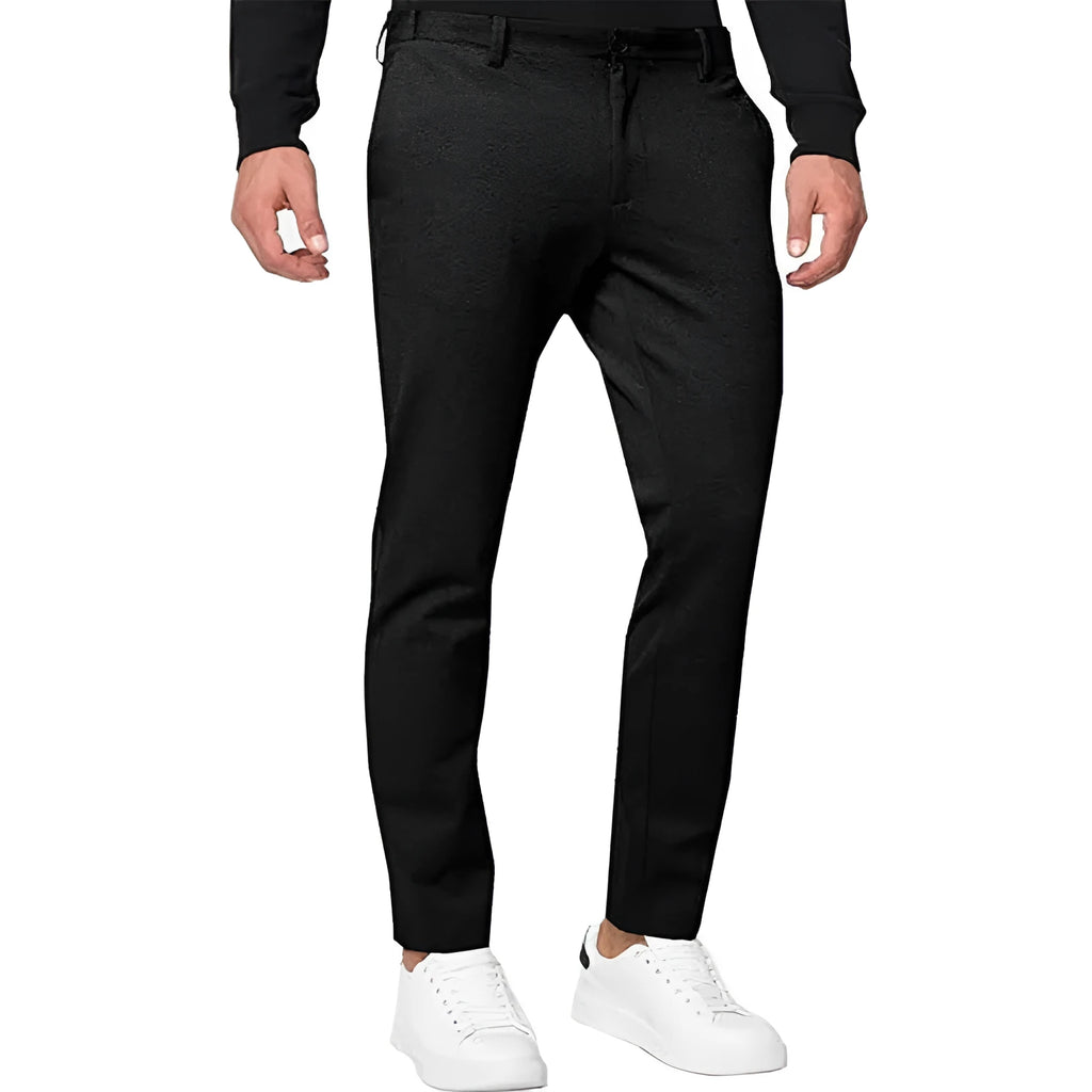 Men's slim-fit tapered chino trousers in dark grey high elasticity fabric