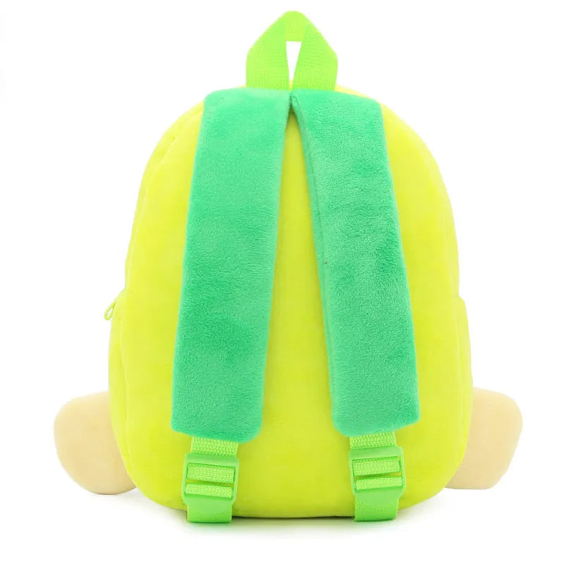 Cute plush animal turtle children's schoolbag backpack with embroidery details and soft carry handle