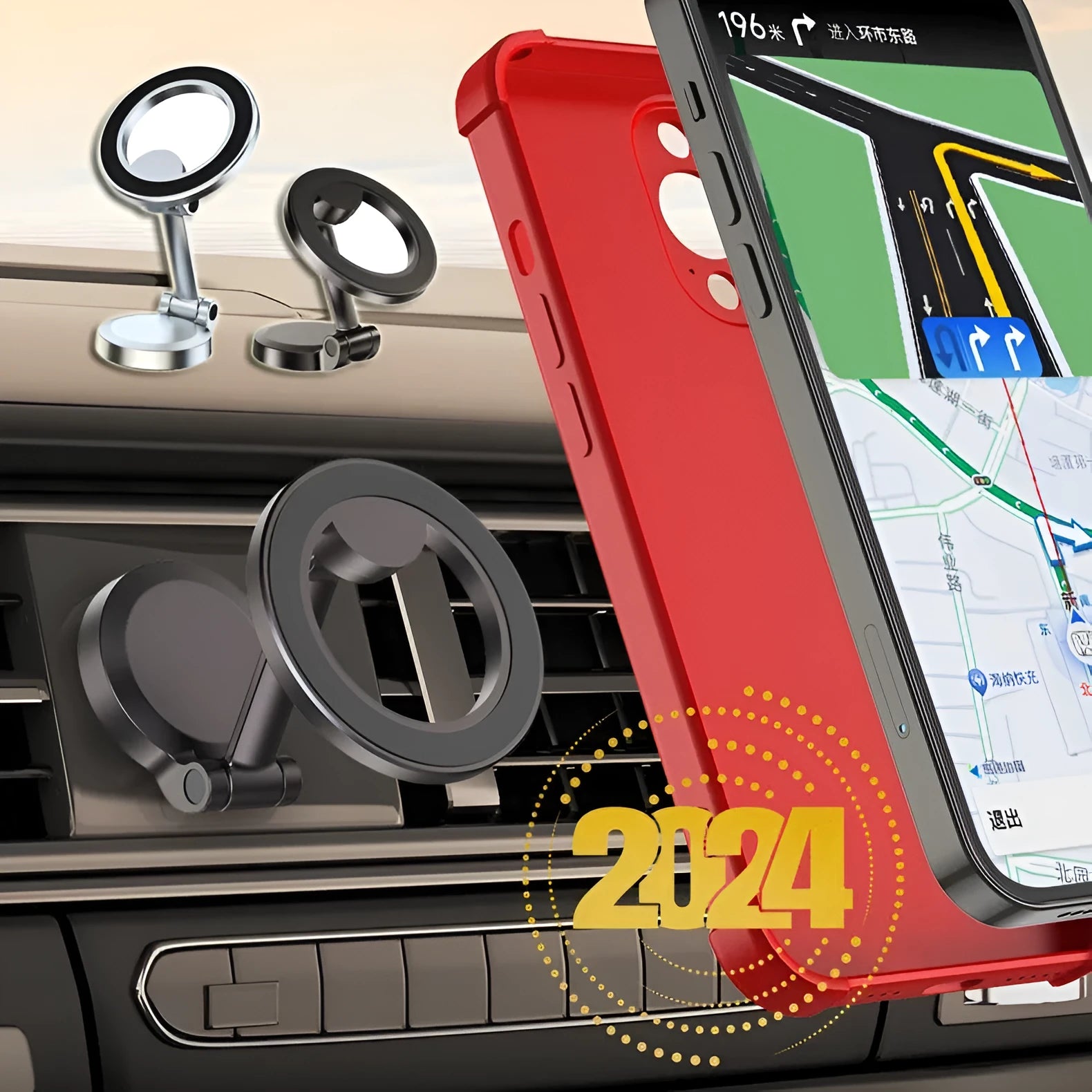 Qian Colour all-metal foldable magnetic car phone mount with strongest permanent magnet for dashboard use