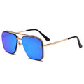 Metal vintage sunglasses with UV400 PC lens on display showing metal frame and coloured lens option