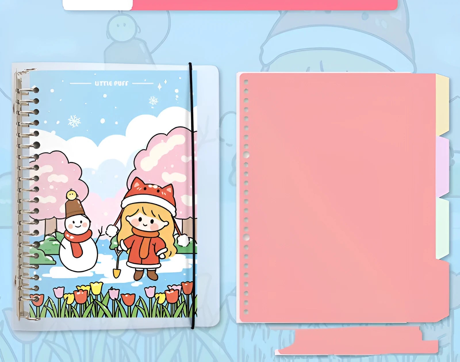 B5 detachable coil notebook with multiple inner pages, Snowman cover design