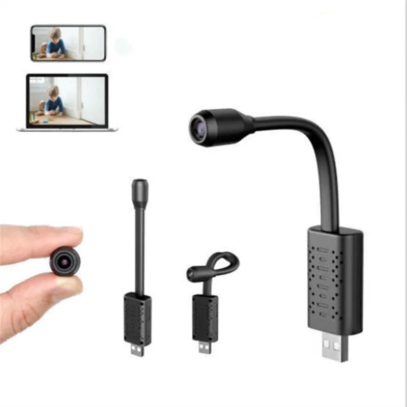 Black V380 wireless USB HD security camera with compact rectangular design
