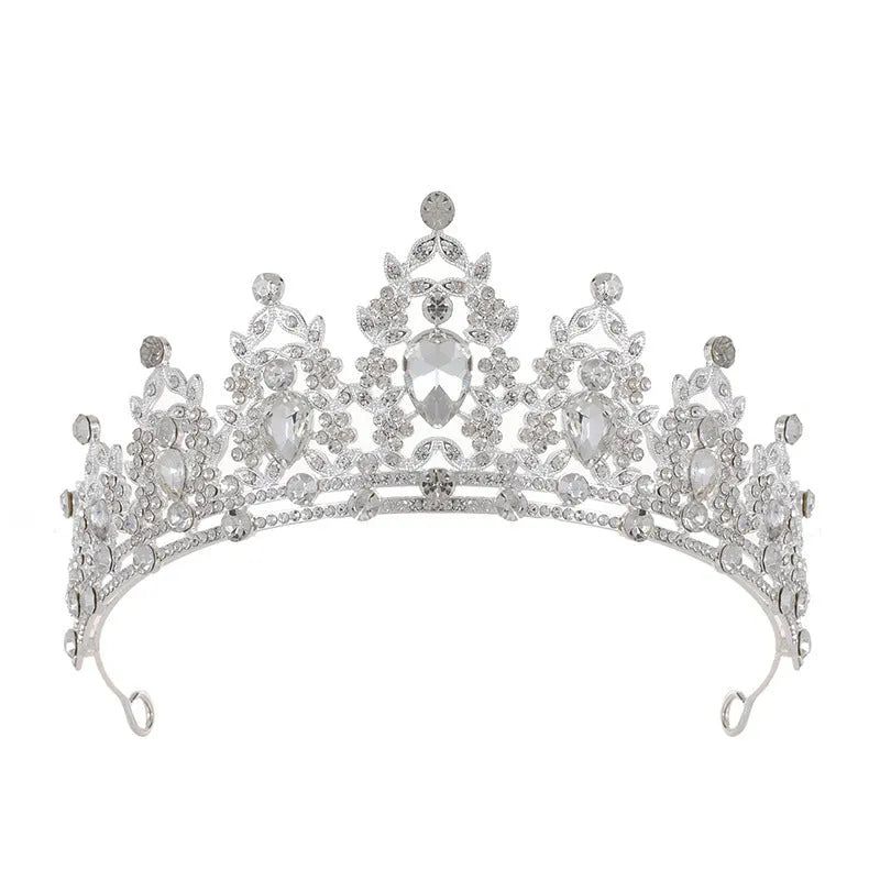 Baroque bride headdress crown with alloy construction and diamond colour finish