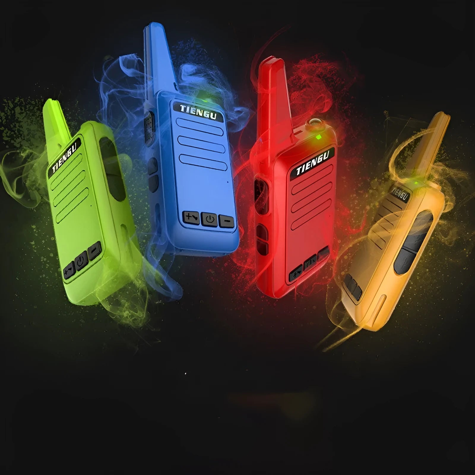 TIENGU black wireless handheld radio intercom with LED flashlight and back clip