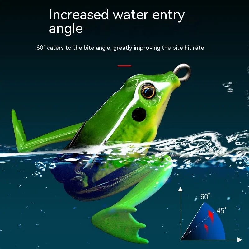 Bionic thunder frog snake head fishing lure with double hooks in grass green colour