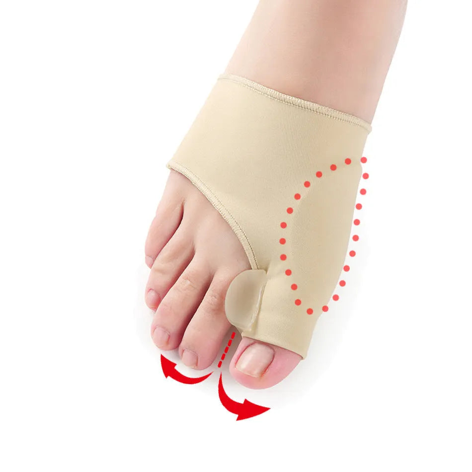 Corrective bunion relief socks with silicone gel pad and toe separator in sizes S, M, L