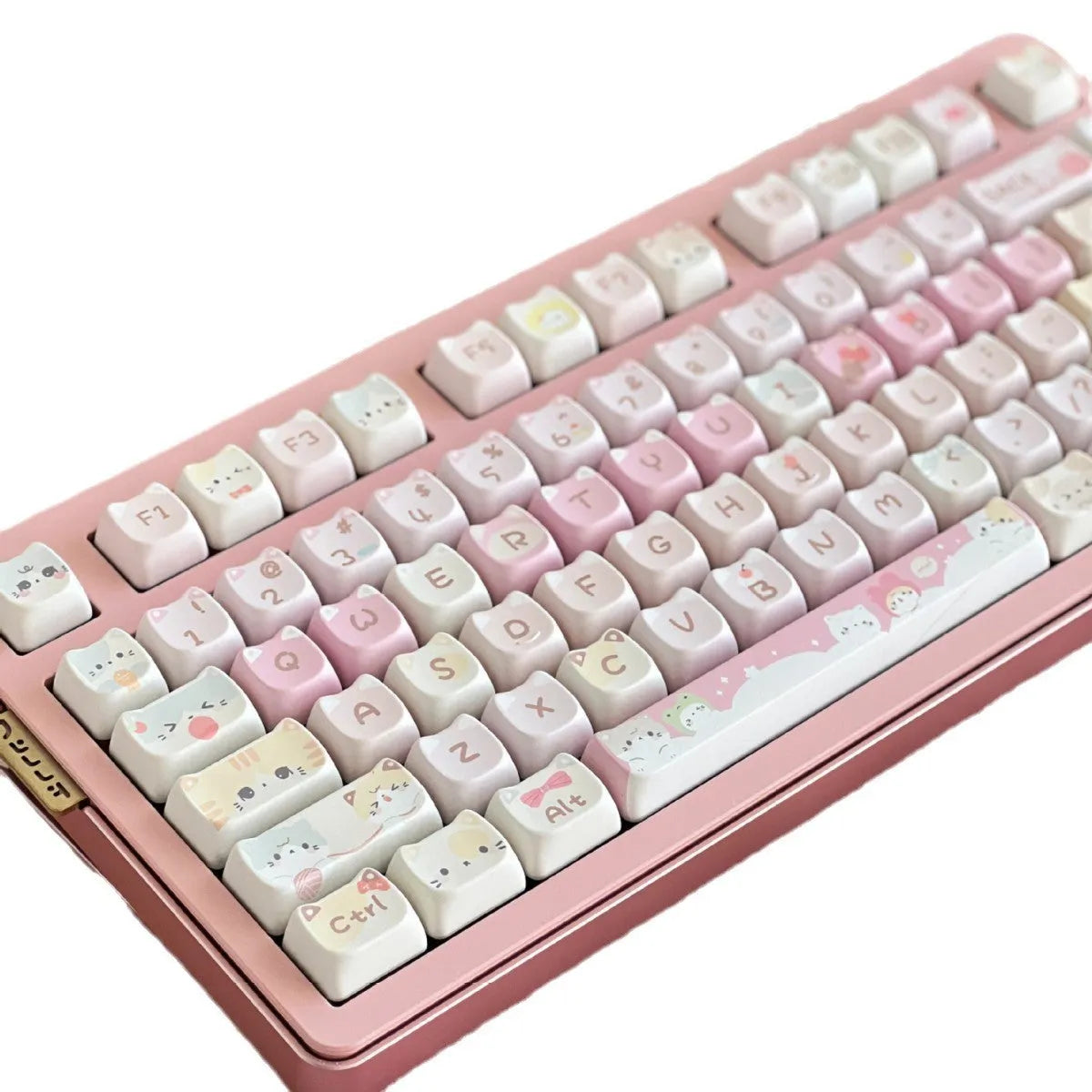 Meow Meow Team Height themed full set of 141 sublimation printed plastic keycaps for mechanical keyboards.