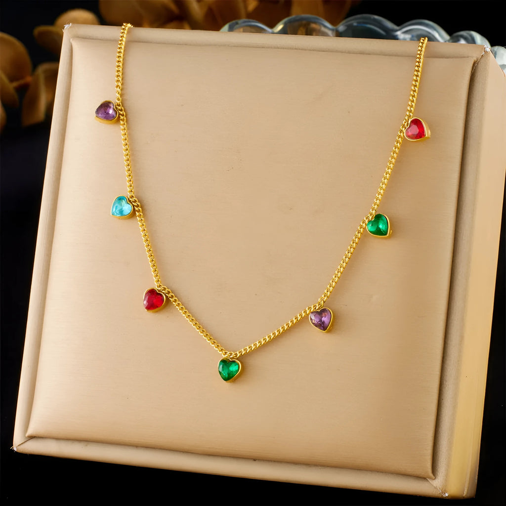 Women's gold-plated stainless steel necklace with heart pendant on regular chain