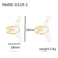 Stainless steel geometric pearl earrings with electroplated finish in NMSE-A7210-1 style