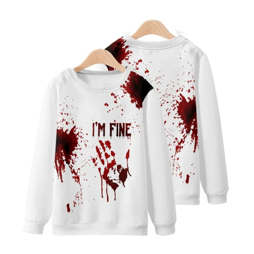 Men's round neck sweater with Halloween 3D print, polyester, colour 1-4T29, sizes XXS to 4XL