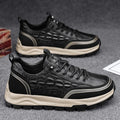 Men's black business casual lace-up round toe shoes with PU upper and PVC sole
