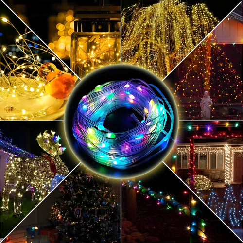 24V low voltage leather wire string light 100m 1000 LEDs with 8-function controller