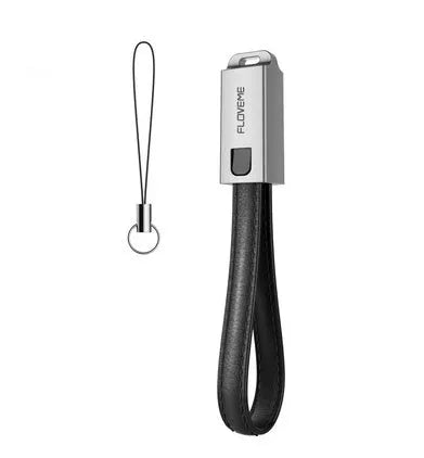 20cm leather iPhone lightning charging cable in black, brown and red colours with zinc alloy connectors