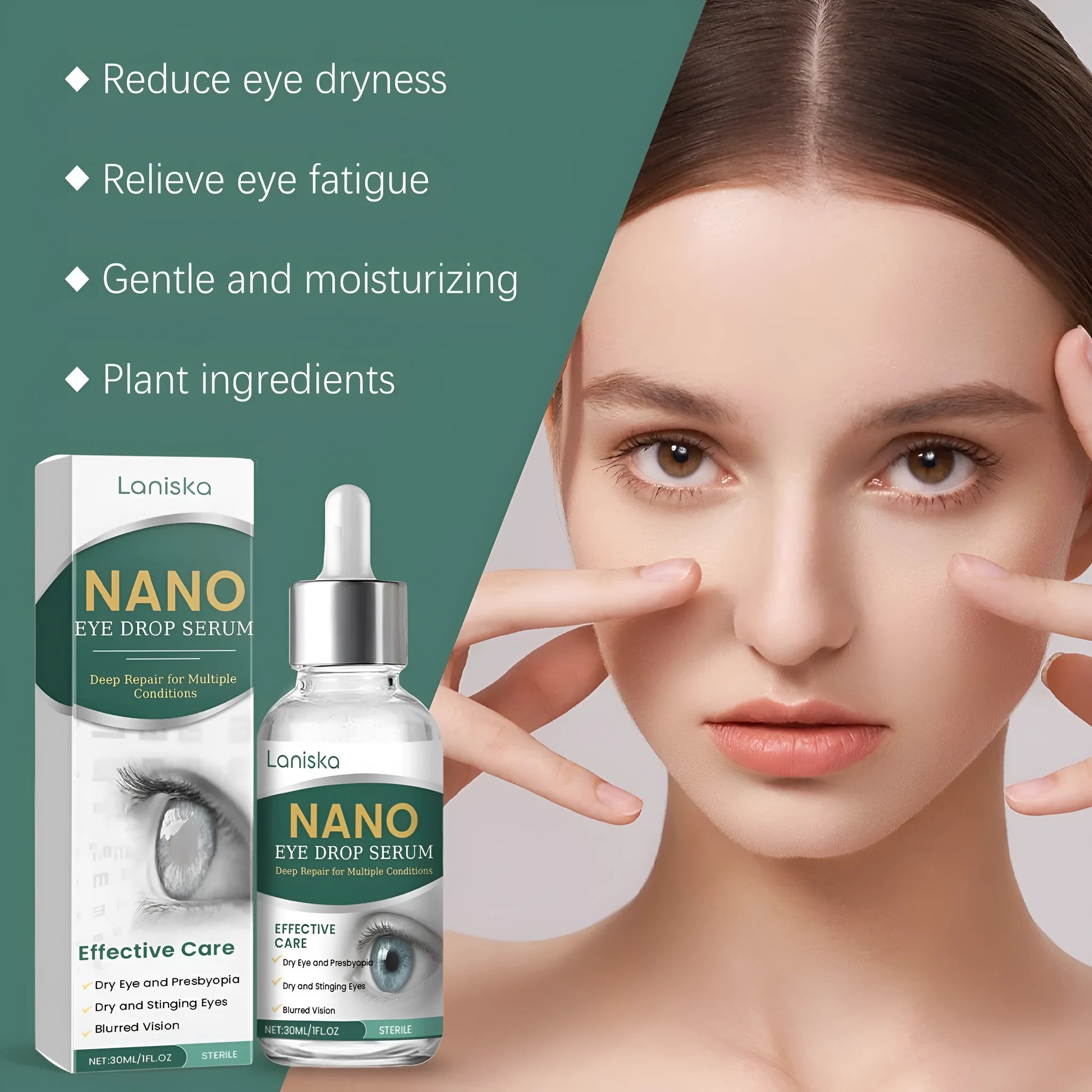 30ml bottle of Daily Eye Care Gentle Moisturizing Eye Drops for dry eye relief