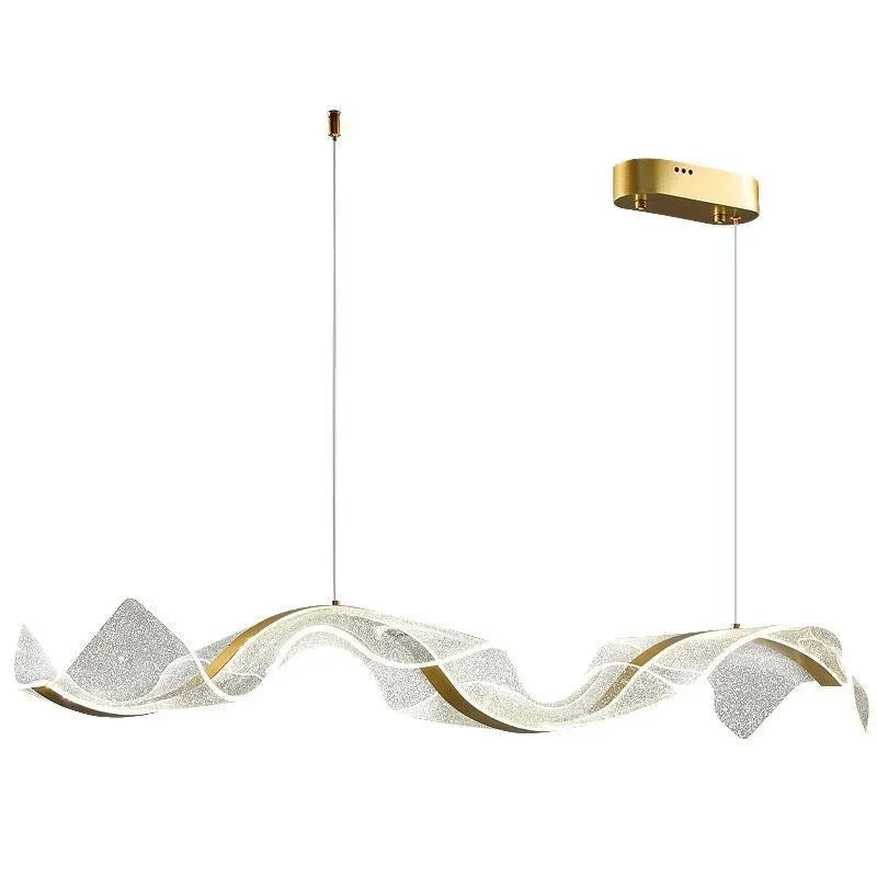Creative ribbon iron chandelier 100CM length with three light colour options for dining room restaurant bar counter lighting
