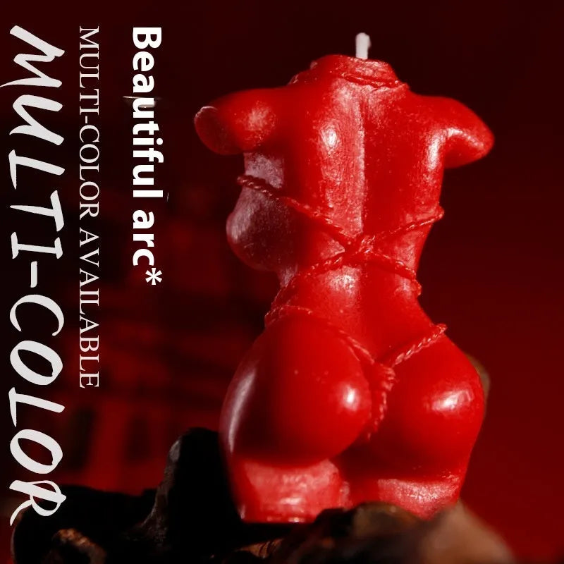 Bikini-shaped low temperature massage candle in rose red, spring pink, or lilac purple.
