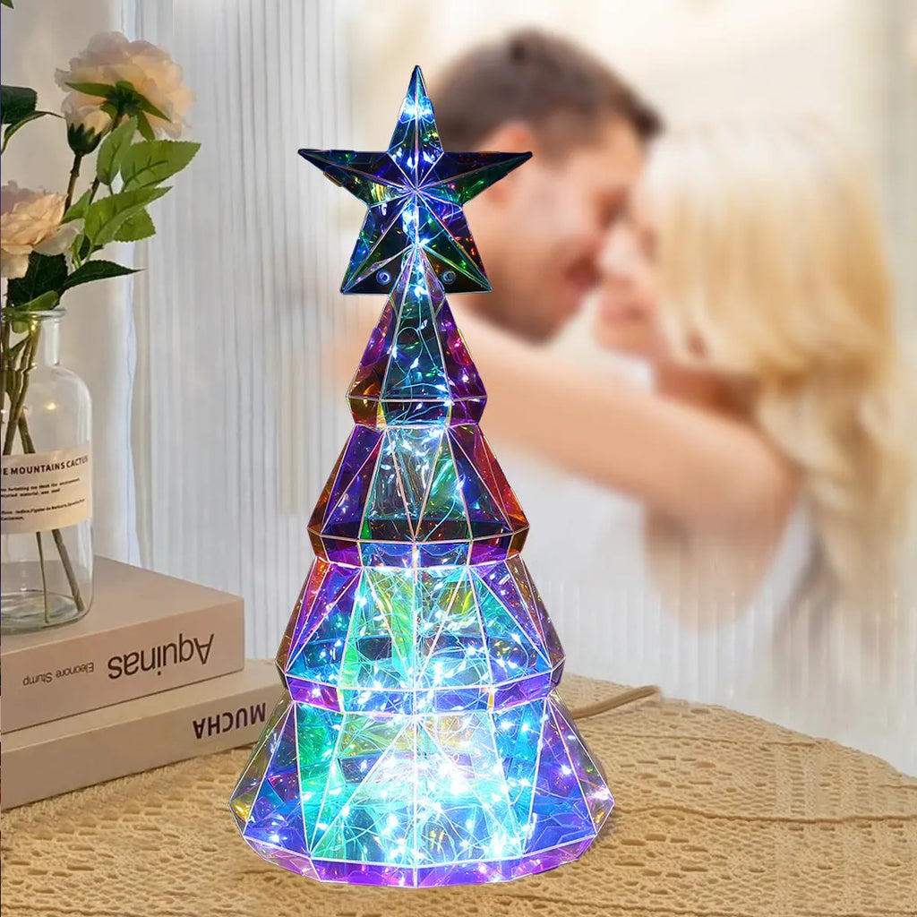Colourful Christmas tree luminous toy decoration with cartoon styling measuring 20cm tall