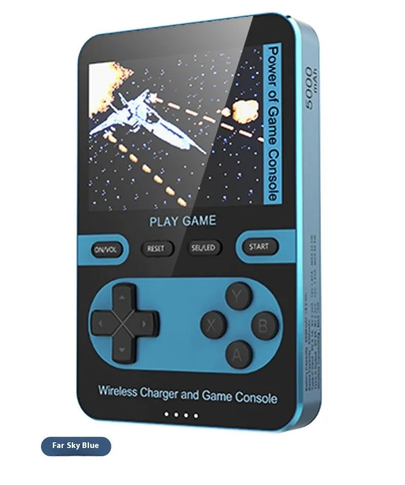 Magnetic power bank with large screen and alloy shell in sky blue colour, 115 x 70 x 25 mm