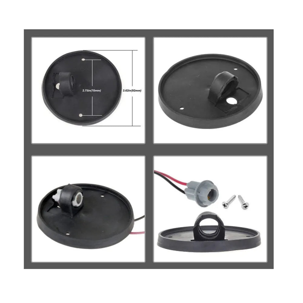 LED roof cab light with yellow lampshade, 12V operation, 83mm dimension, includes T10 bulbs and mounting hardware