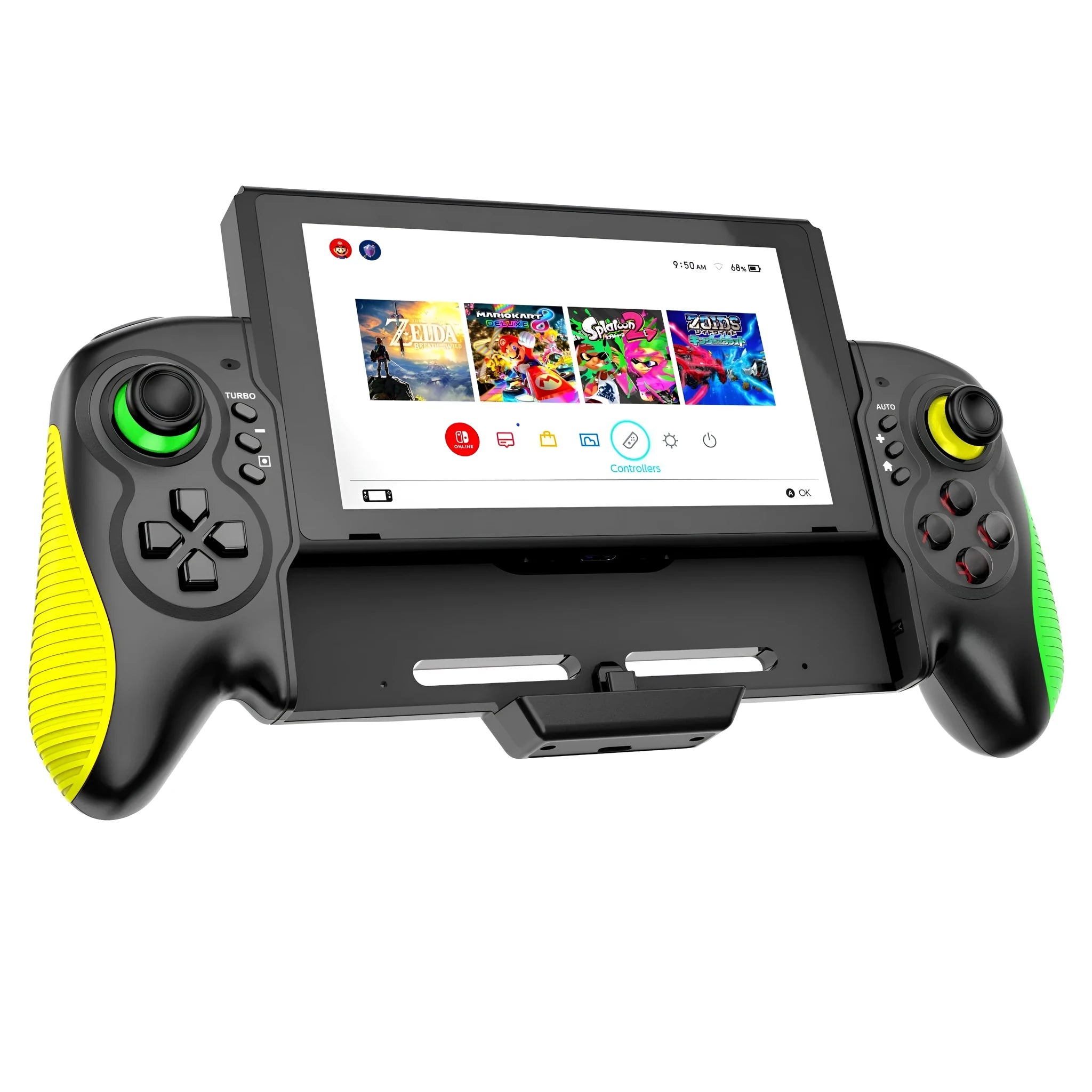 Yellow-green somatosensory game handle controller with burst function for Switch and PC