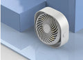 USB desk fan with 360-degree rotation in modern alarm clock design