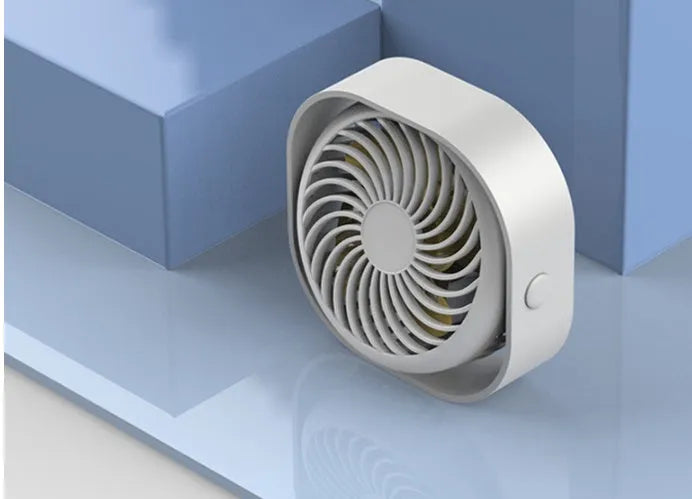 USB desk fan with 360-degree rotation in modern alarm clock design