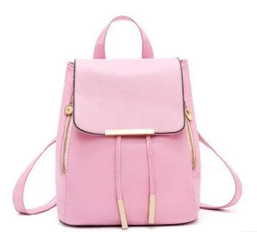 Women's PU leather anti-theft school backpack with top-handle, wear-resistant, 20-35 litre capacity, beige colour