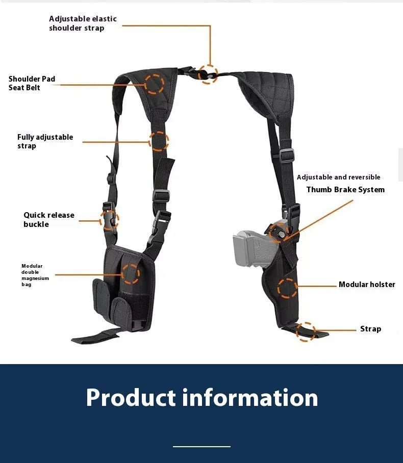 Black Oxford cloth underarm accessory kit shoulder holster with anti-theft clip for outdoor sports