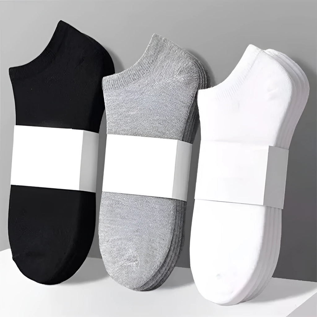 Solid colour men's black white grey ship socks with boneless seam invisible design