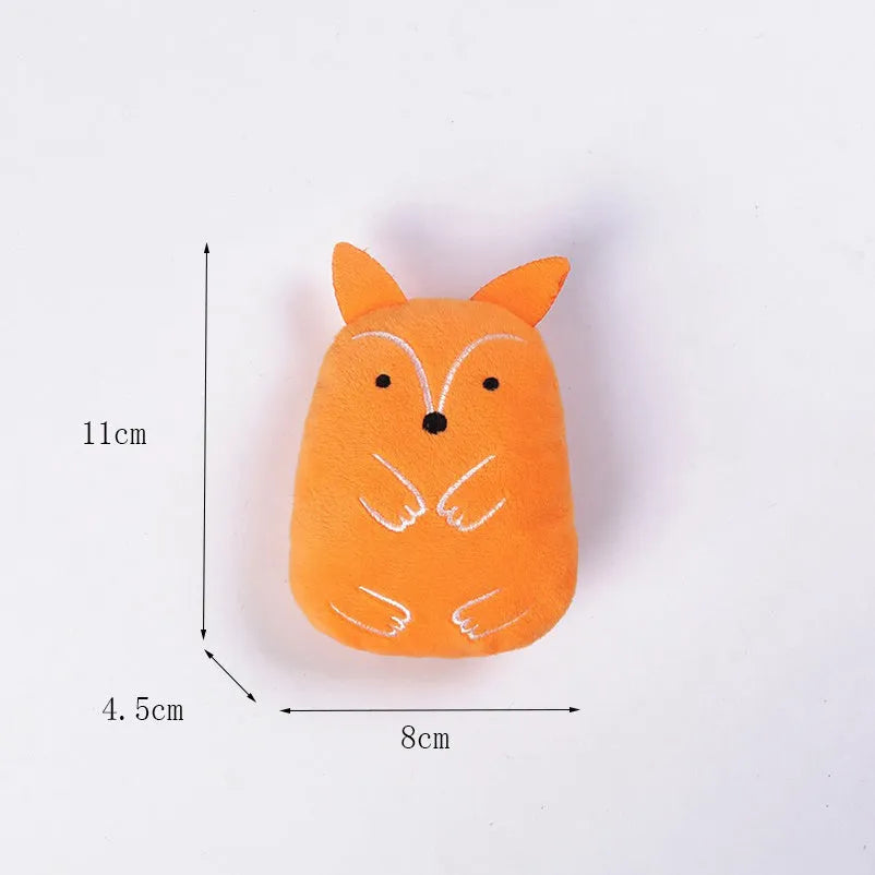 Colourful catnip plush chewing toy with claw and thumb textures for feline teeth grinding