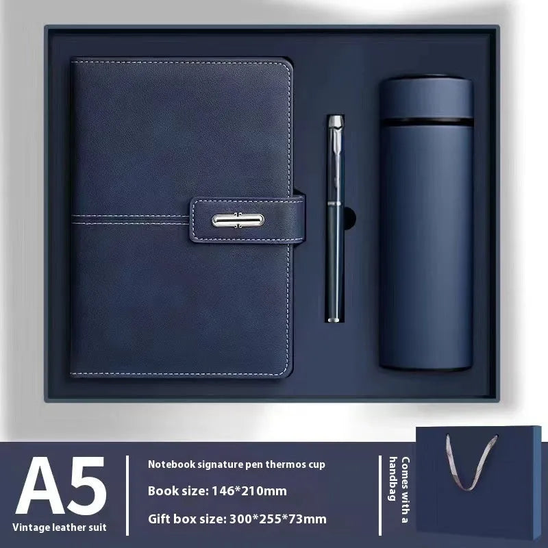 A5 notebook with PU leather cover in choice of colours including black, red, green, blue and orange.
