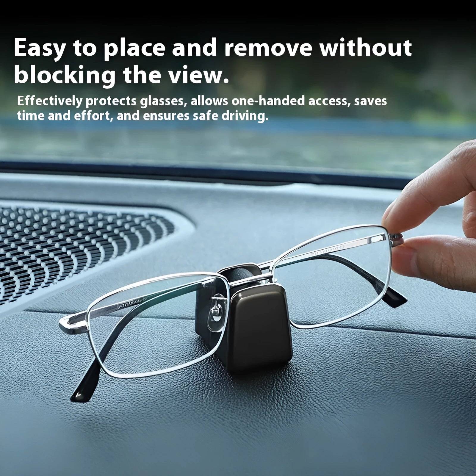 Zinc alloy and leather car dashboard sunglasses clip holder in four colours