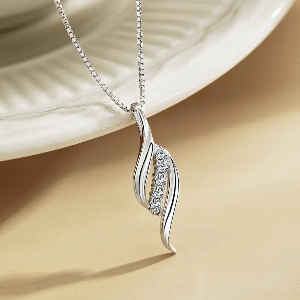 Women's 925 silver conch style clavicle chain necklace white gold electroplate colour platinum DY140001