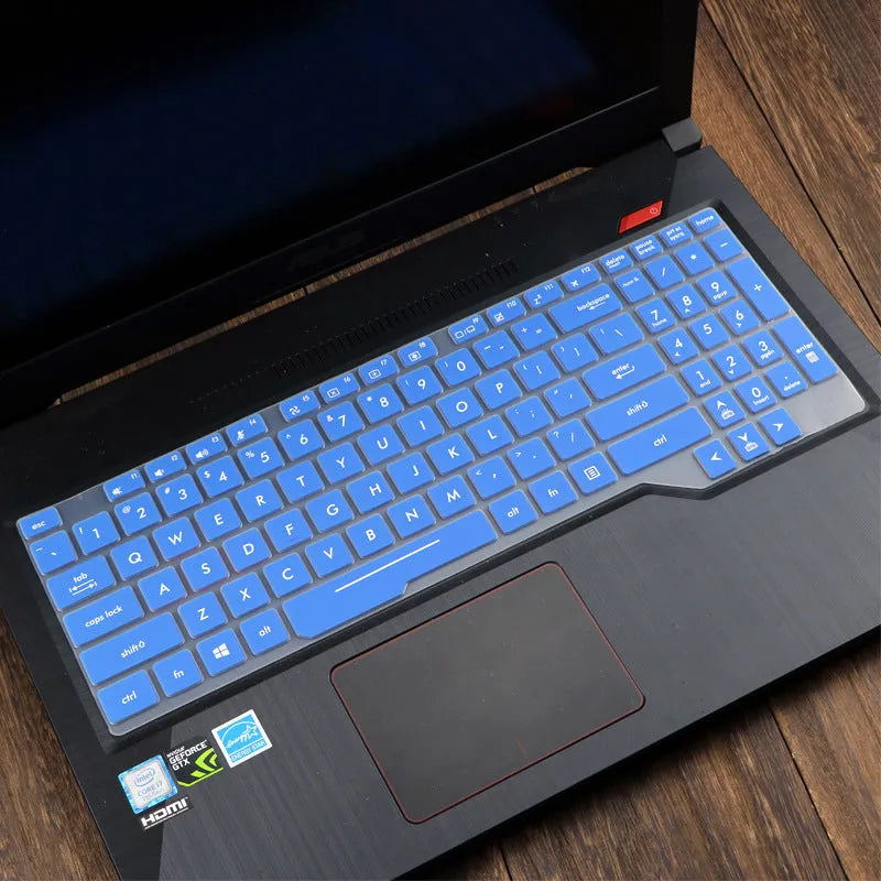 ASUS Flight laptop keyboard protective film cover in various colour options including blue, mint, and gradient patterns.