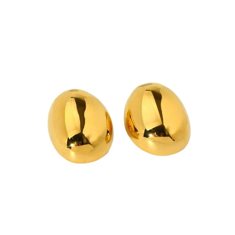 Women's geometric ear studs with stainless steel base and 18K gold electroplated glazed finish