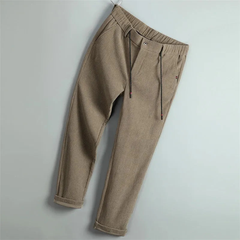 Striped casual trousers for men in available colour options polyester fibre