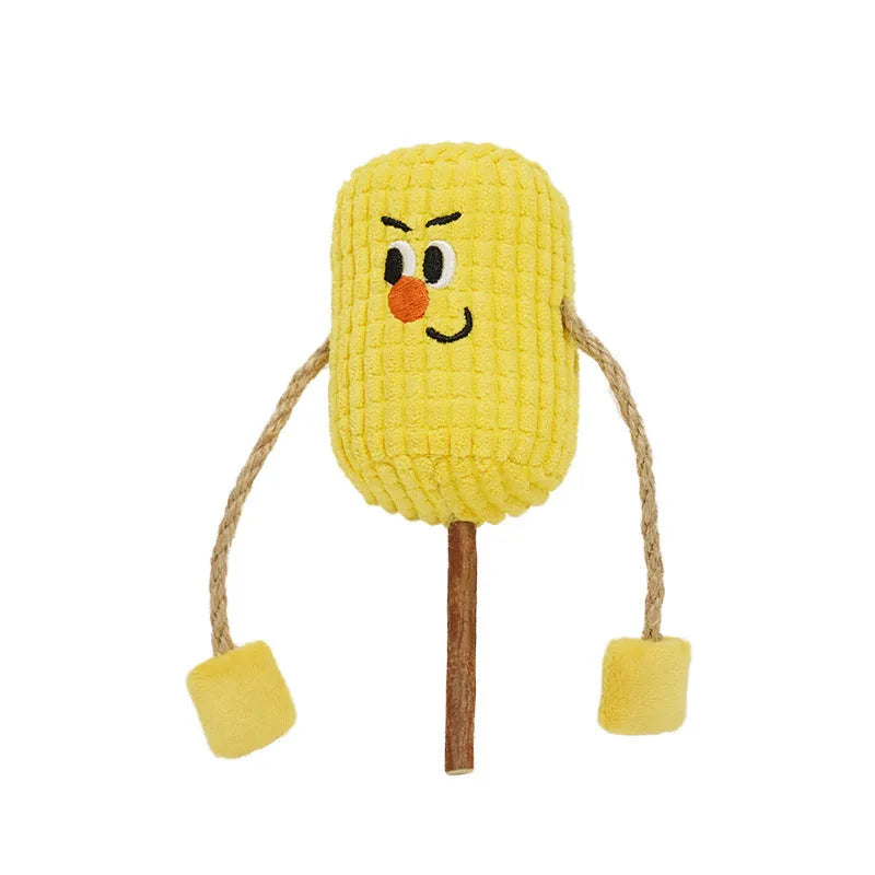 Corn cob shaped cat toy made from natural polio wood with catnip infusion for dental cleaning