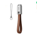 20cm leather iPhone lightning charging cable in black, brown and red colours with zinc alloy connectors
