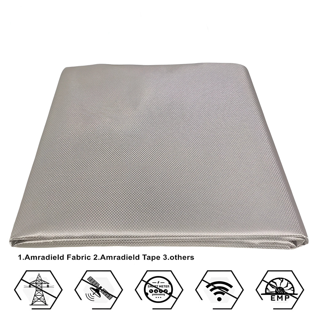 Gray diamond lattice radiation-proof fabric with copper and nickel fibres for RFID signal shielding lining, 1.1m wide