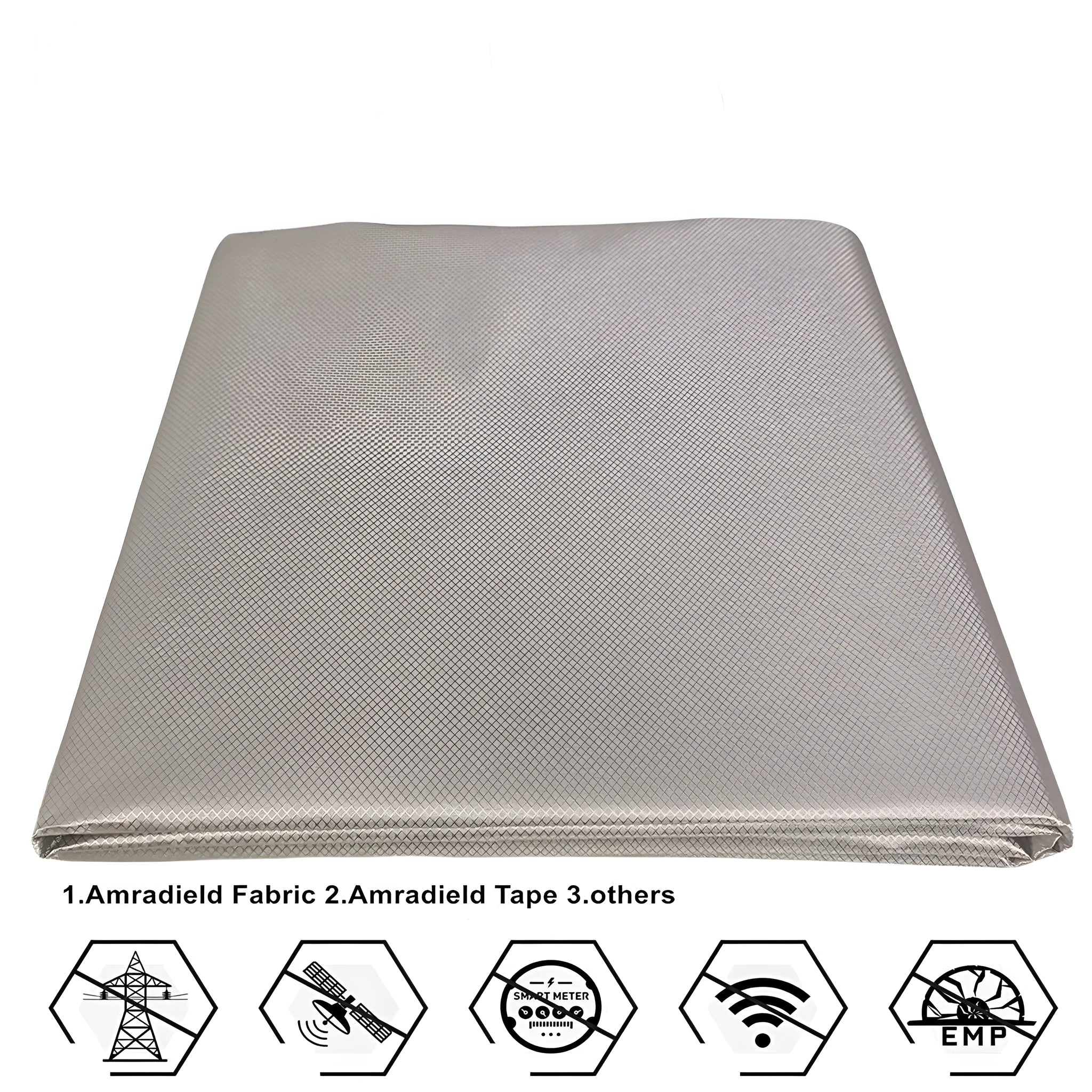 Gray diamond lattice radiation-proof fabric with copper and nickel fibres for RFID signal shielding lining, 1.1m wide