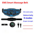 EMS smart massage belt fitness equipment in blue and orange colours with rechargeable host unit