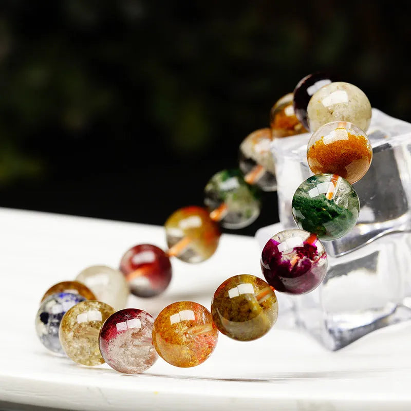 Colourful crystal bracelet with ghost cornucopia design in ethnic retro style.